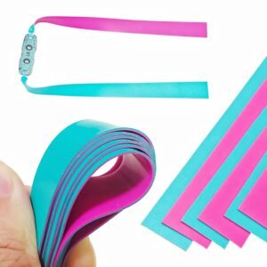 Petal Streak-A32 Slingshot Bands offer exceptional durability with 300 shots and a handcrafted oversized pouch for precise, powerful shots. The dual-sided blue and pink design ensures both style and functionality. Yshotx’s rigorous quality checks guarantee long-lasting, consistent performance.