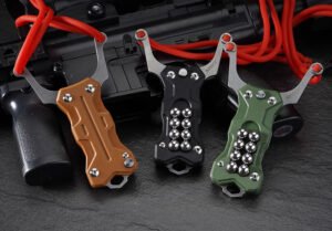 The TitanShot-X24 is the ultimate all-in-one tactical tool, combining a high-precision slingshot, a folding 8Cr13MoV steel knife, and a glass-breaking tail—ready for survival, emergencies, or everyday carry. Built from stainless steel with a G10 ergonomic grip, it weighs just 112g yet delivers serious shooting power in a compact 75mm frame. With a dual-compatible band system (flat & tube) and a BEAD-STUCK quick-mount design, it’s engineered for fast rebanding and reliable accuracy. The 58mm outer fork and 55mm inner gap offer a clear, balanced sightline, making this slingshot a field-ready essential for adventurers and tactical users alike